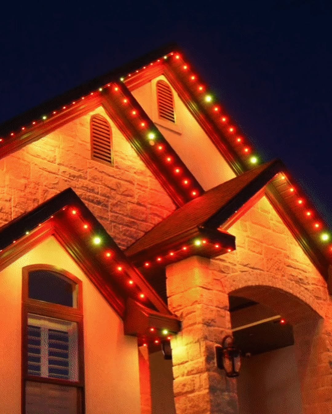 Holiday permanent lighting display on a Calgary home