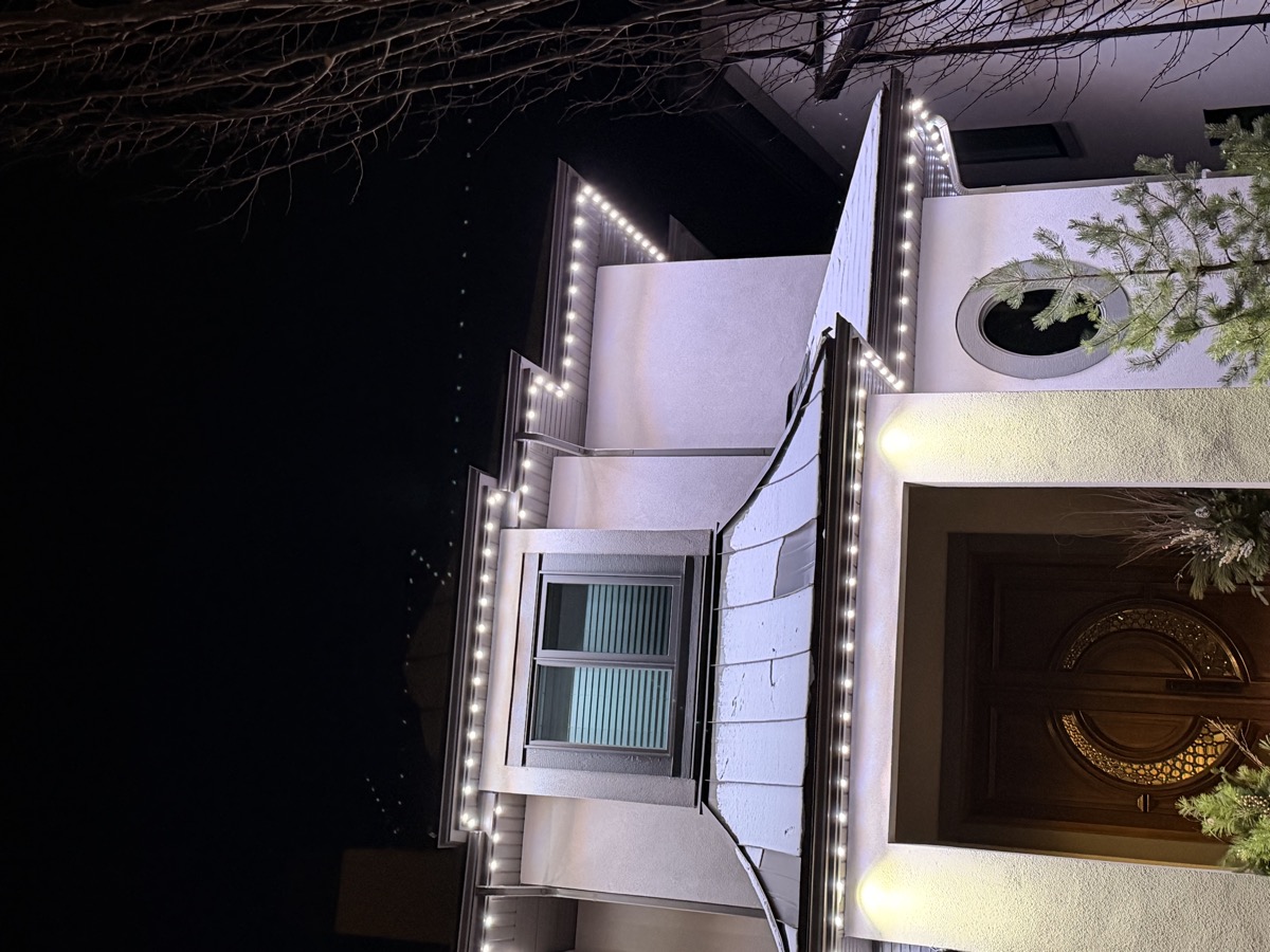Security lighting on a residential exterior